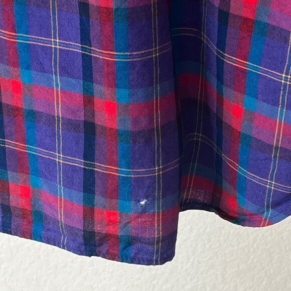 Pendleton 100% Wool Purple Plaid Flannel Button Up Vintage 90's Large - Picture 4 of 13